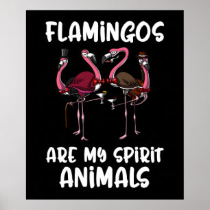 Poster Amusant Flamant rose Oiseaux Esprit Animal