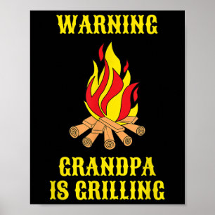 Poster Amusant Grand-Père Grilling Fête des pères Cadeau 