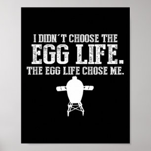 Poster Amusant Gros Barbecue Vert Fumeur d'Oeuf Pitmaster