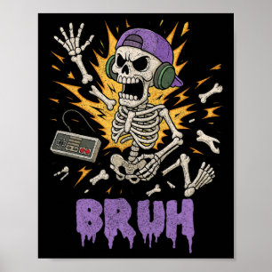Poster Amusant Joueur Squelette Joueur Ado Jeu vidéo