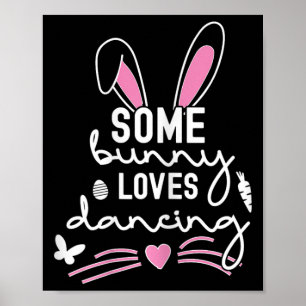 Poster Amusant Lapin De Pâques Oreilles Danser Danse Amou