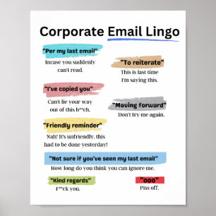 Poster Amusant Lingo d'e-mail d'entreprise