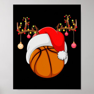 Poster Amusant Lover Reindeer de basket-ball Père Noël Ba