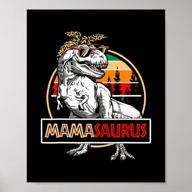 Poster Amusant Mamasaurus T rex Dinosaur Tee Mama Saurus (Devant)