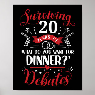 Poster Amusant Marié Couples Lui Ou Son 20e Mariage Anni
