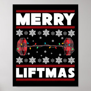 Poster Amusant Merry Liftmas Noël Gymnastique Fitness Cad