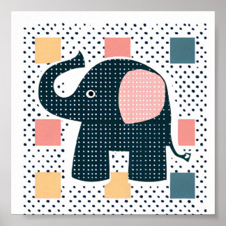 Poster Amusant Nez Eléphant Enfants Animal