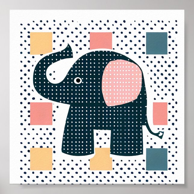 Poster Amusant Nez Eléphant Enfants Animal (Devant)