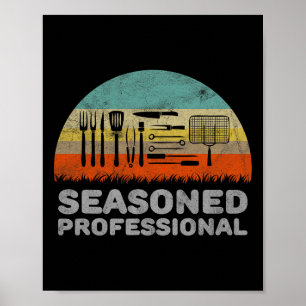 Poster Amusant Parole De Barbecue Professionnel Saisonné