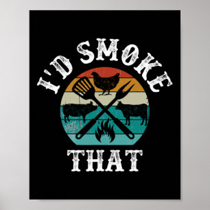 Poster Amusant Retro Bbq Fumeur Chef Papa Cadeaux - J'aur