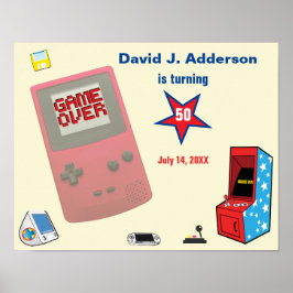 Poster Amusant Retro Vidéo Gamer 🎮 50e anniversaire