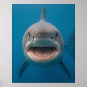 Poster Amusant sans dents grand requin blanc peint art