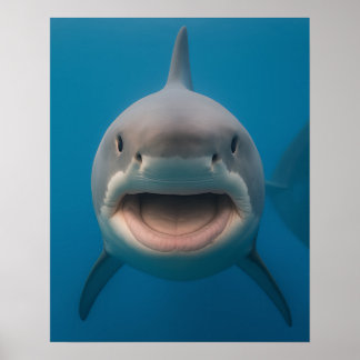 Poster Amusant sans dents grand requin blanc peint art
