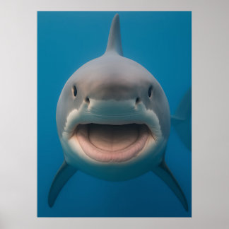 Poster Amusant sans dents grand requin blanc peint art
