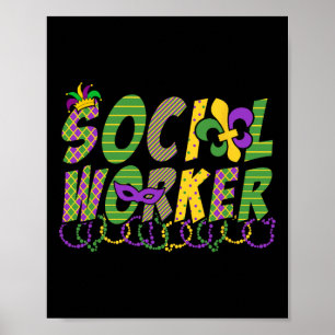 Poster Amusant Social Travailleur Mardi Gras Fête des Che