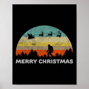 Poster Amusant style rétro Big Pied Joyeux Noël Yeti