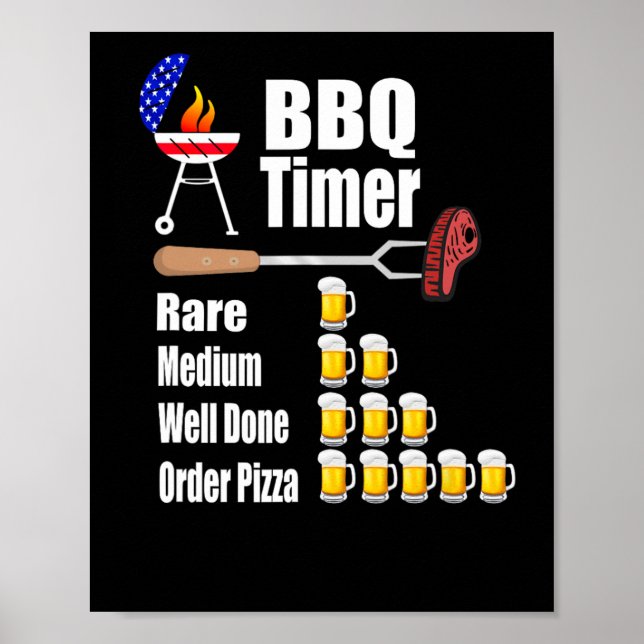 Poster Amusant Timer Barbecue - Barbecue Grill Cadeau (Devant)