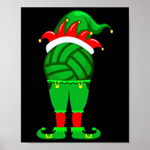 Poster Amusant Volleyball Elf Famille de Noël Corresponda