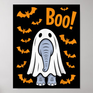 Poster Amusante Halloween Elephant Boo Ghost Bats