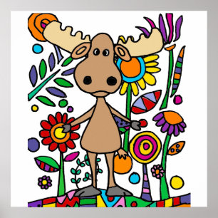 Poster Amusante orignal en Jardin Fleur Art Abstrait