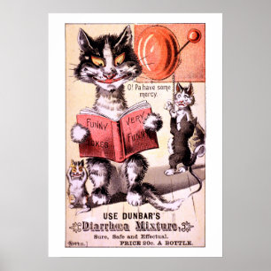 Poster Amusante publicité victorienne pour chats de l'épo