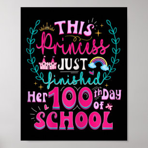 Poster Amusants 100ème Jour De L'École Princesse Cute Enf