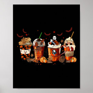 Poster Amusants Automne Automne Horreur Latte Café Tasses