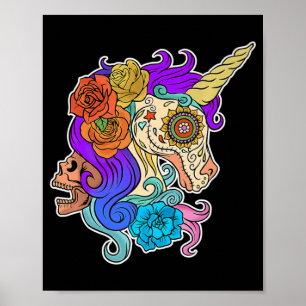 Poster Amusants Cuire Sugar Crâne Unicorn Halloween Cadea