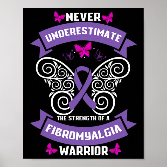 Poster Amusants Fibromyalgie Guerrier Sensibilisation 1 (Devant)