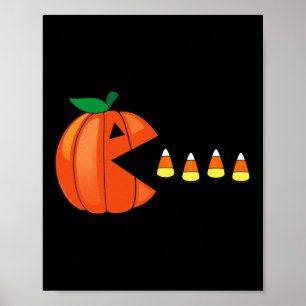 Poster Amusants Halloween Citrouille Manger Candy Corn