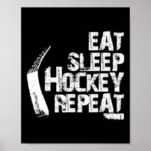 Poster Amusants Mangez Dormir Hockey sur glace Répéter Ca