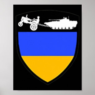 Poster Amusants Ukraine Farmer Tractor Towing Tank Mème