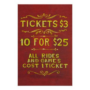 Poster Amusement - billets 3 dollars