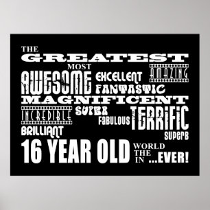 Poster Amusement cool 16e fête d'anniversaire Plus grand 