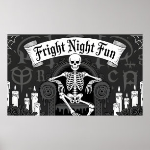 Poster Amusement de Nuit Effrayante : Design de Squelette