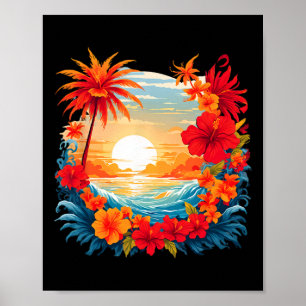 Poster Amusement de voyage d'été Vacances rétro Camper Pl
