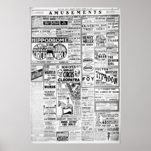 Poster AMUSEMENTS Barnum Bailey Eddie Foy Geo M Cohan
