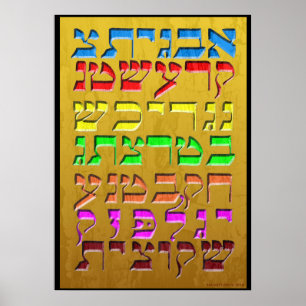 Poster Ana b"Koach ~ Lettres initiales ~ Or