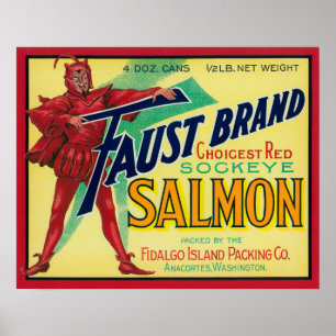 Poster Anacortes, étiquette saumoné de cas de Washington