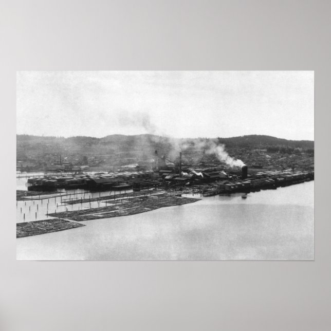 Poster Anacortes, WA Vue de Morrison Mill Photo (Devant)