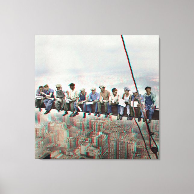Poster Anaglyph 3D- Lunch atop Skyscraper New York Leinwanddruck (Vorderseite)