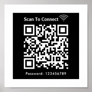 Poster Analyse Wifi Pour Connecter Mot De Passe Code Qr N