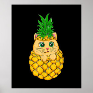 Poster Ananas au chat   Amoureux des chats mignon   Cadea