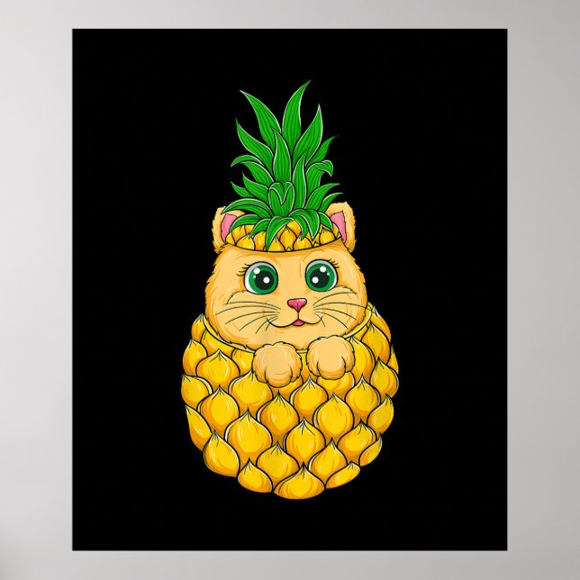 Poster Ananas au chat | Amoureux des chats mignon | Cadea (Devant)