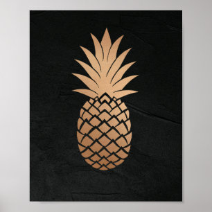 Poster Ananas Black Gold Tropical Minimaliste élégant