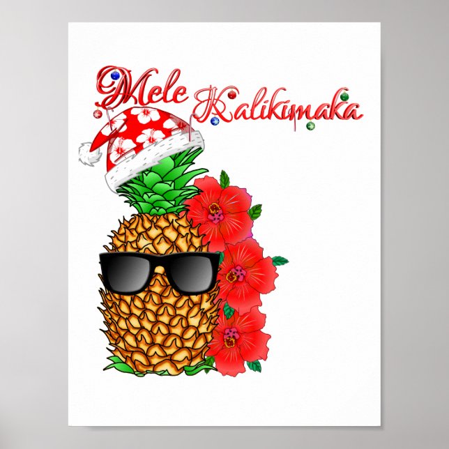 Poster Ananas de Noël Mele Kalikimaka (Devant)