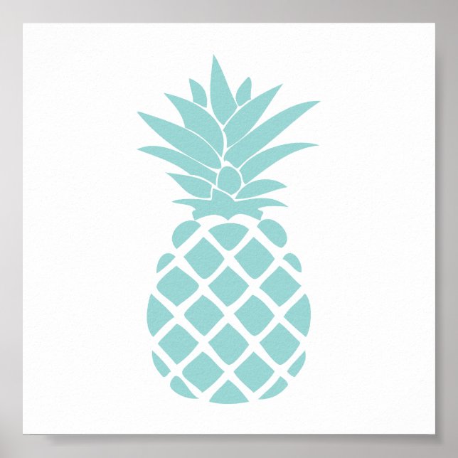 Poster Ananas décoratif de forme verte menthe (Devant)