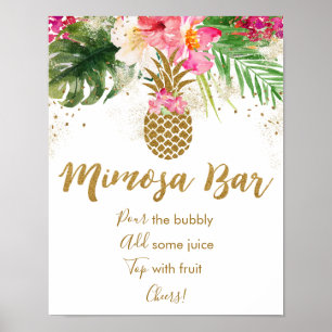 Poster Ananas Fête des mariées tropicale florale Mimosa B
