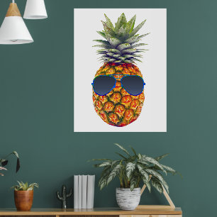 Poster Ananas géant portant des lunettes de soleil, amate