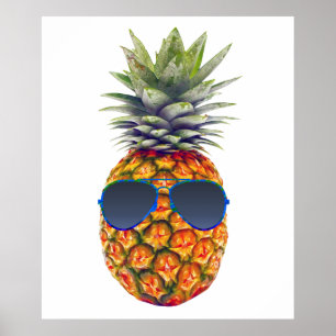 Poster Ananas géant portant lunettes de soleil, gourmands